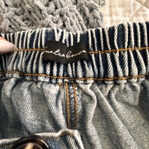 Denim Elastic Waist Wide Leg Jeans size Medium